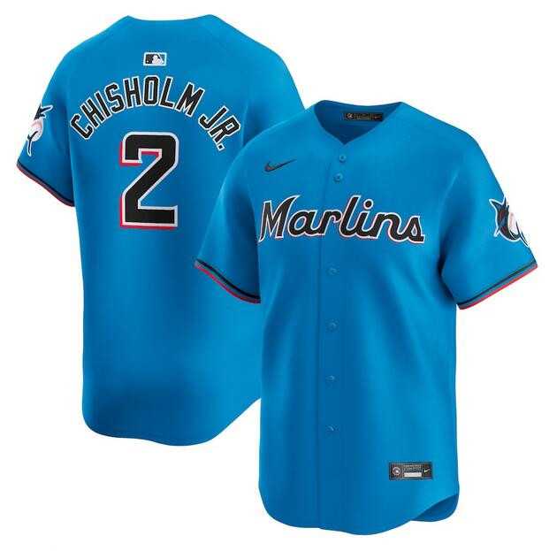 Men%27s Miami Marlins #2 Jazz Chisholm JR. Blue Limited Stitched Baseball Jersey Dzhi->minnesota twins->MLB Jersey